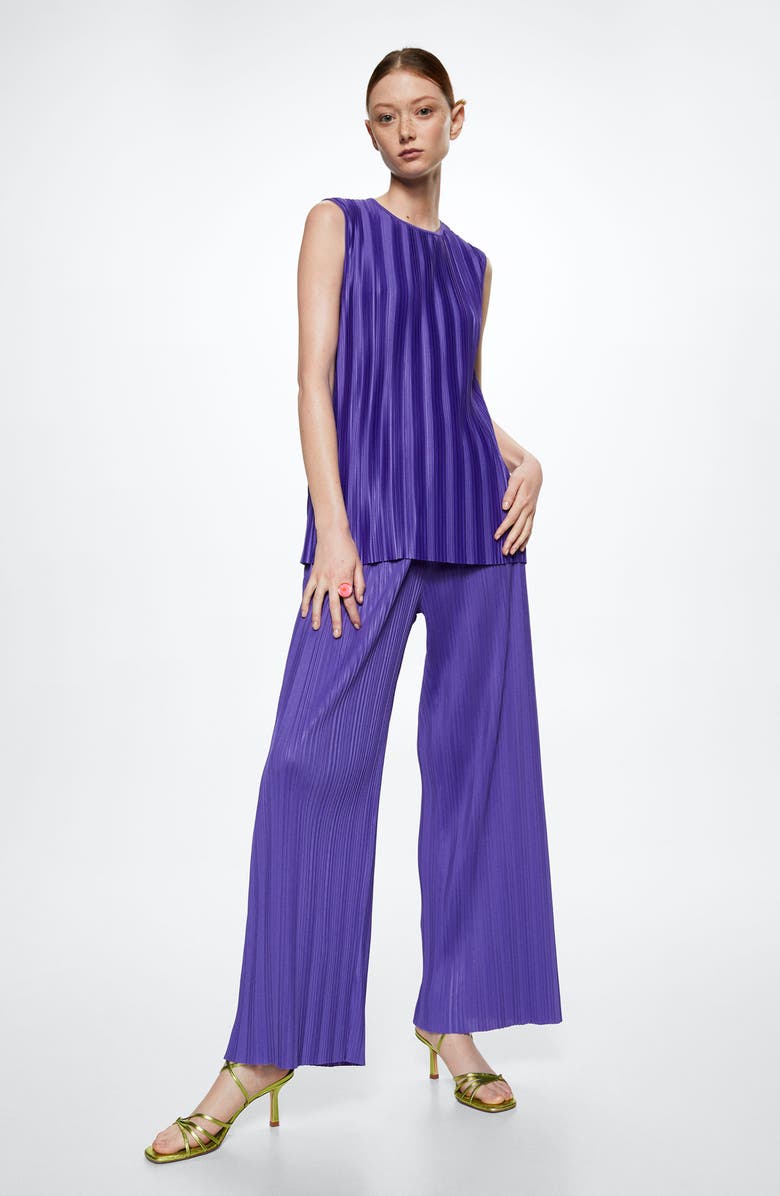 MANGO Pleated Palazzo Pants, Alternate, color,