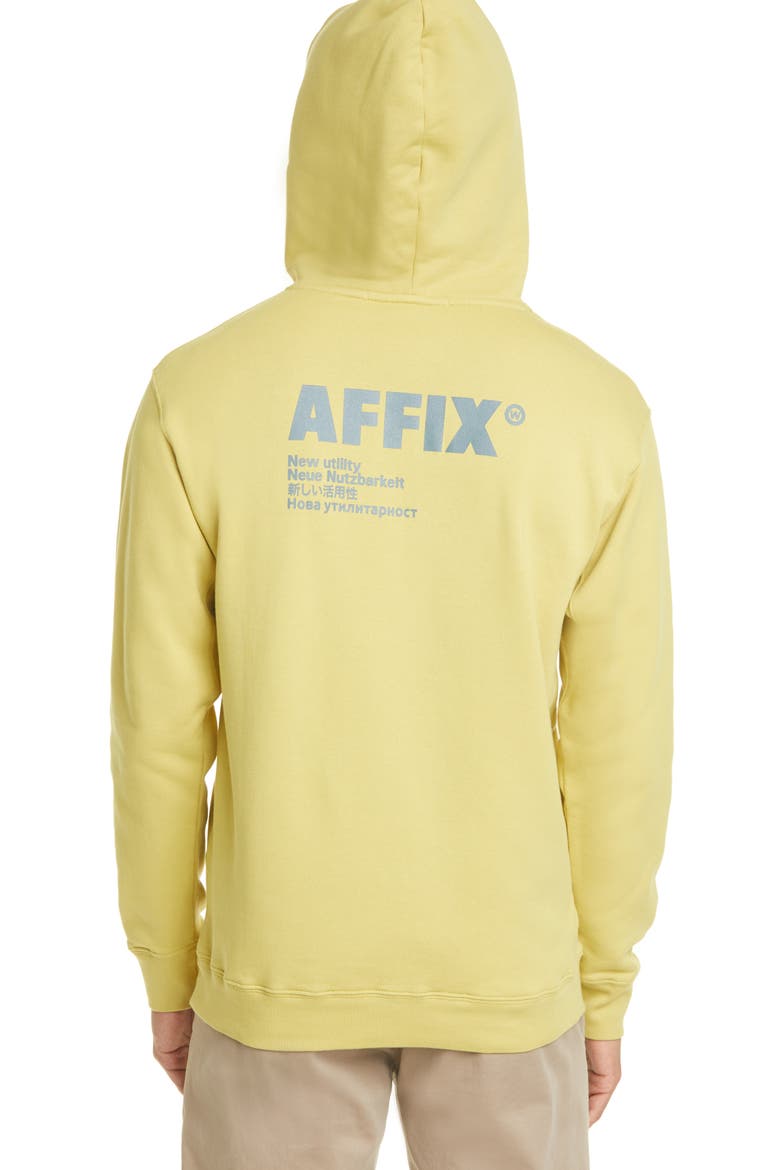 AFFIX Logo Print Cotton Hoodie, Alternate, color, SULPHUR