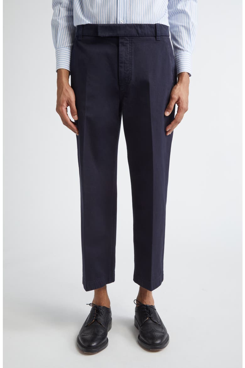Cotton Twill Crop Chinos, Main, color, NAVY