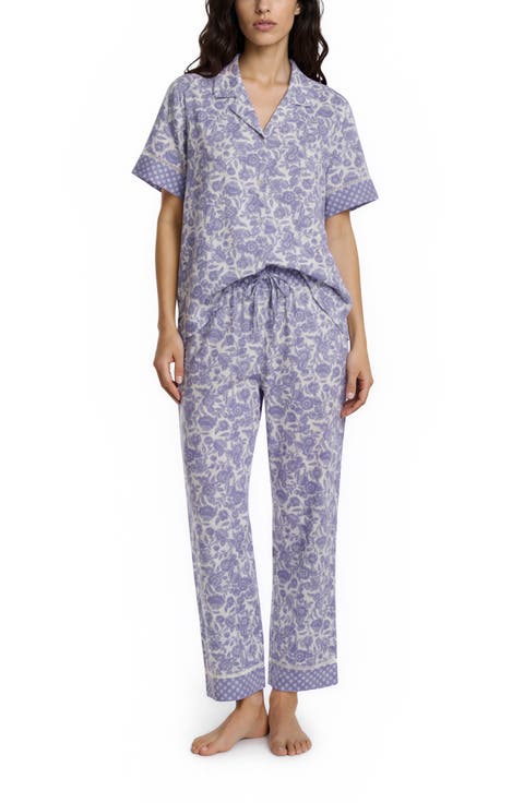 Short Sleeve Notch Collar Pajamas