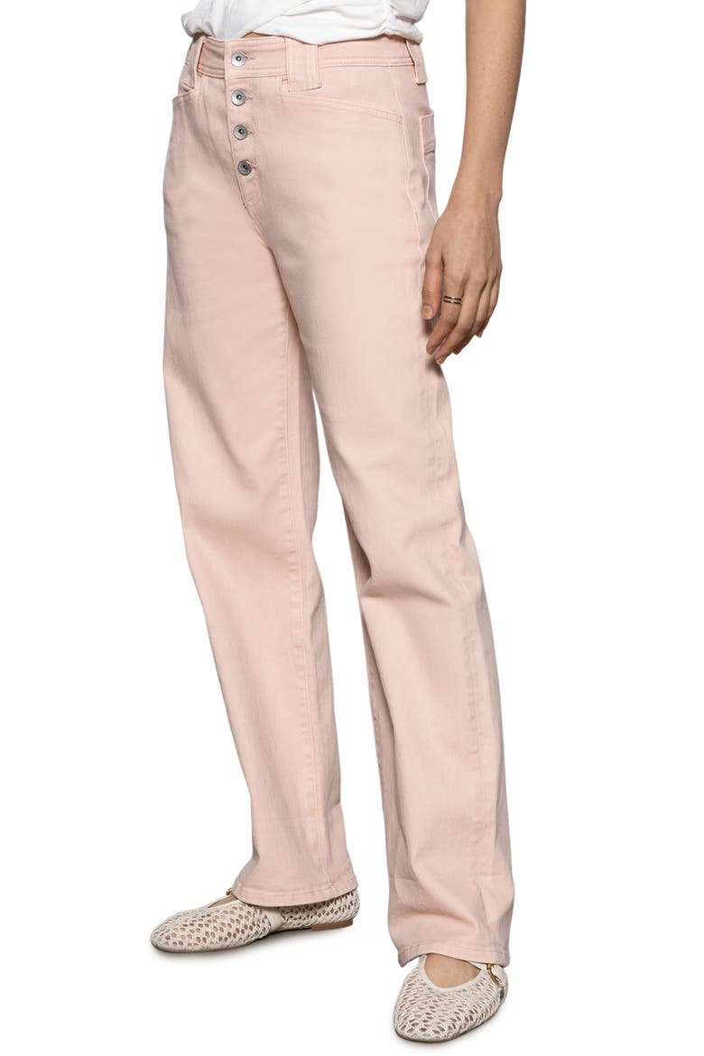 Luna Button Fly High Waist Cuff Straight Leg Jeans, Alternate, color, EARTH PINK