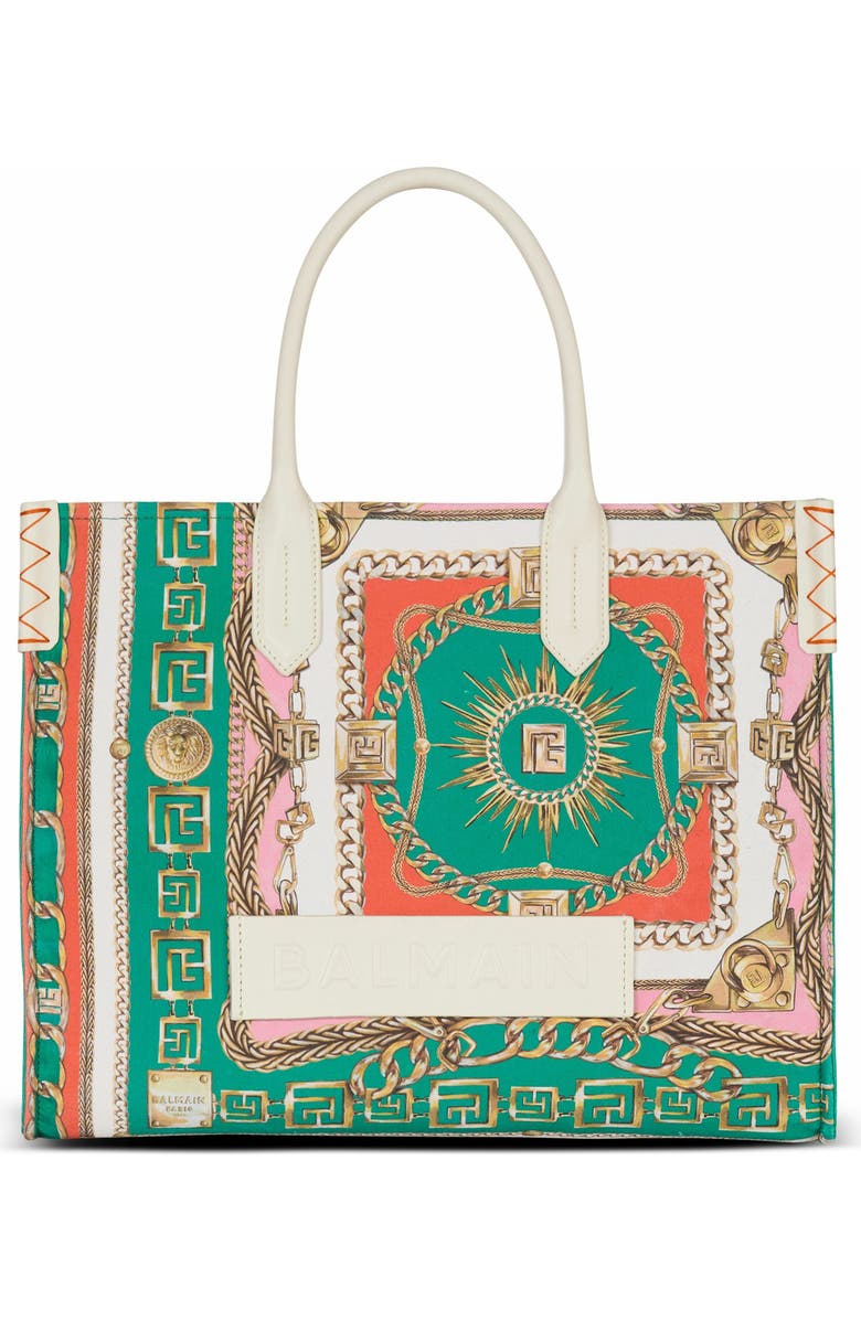 Balmain B-Army Medium Tote Bag In Printed Canvas, Main, color, Multicolor
