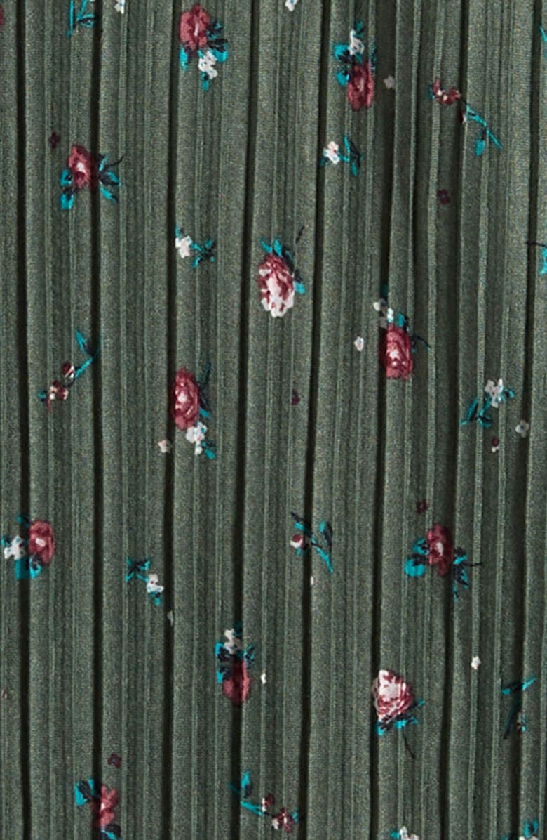 Love, Fire Kids' Floral Plissé Long Sleeve Dress, Alternate, color, Olive Print