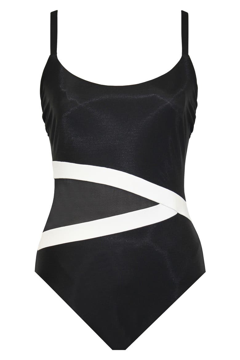 Spectra Lyra Underwire One-Piece Swimsuit, Alternate, color, BLACK/ WHITE