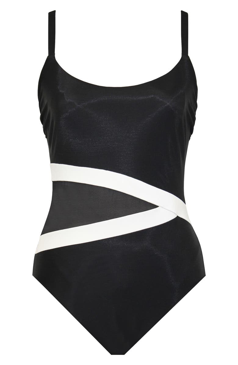 Miraclesuit<sup>®</sup> Spectra Lyra Underwire One-Piece Swimsuit, Alternate, color, Black/ White