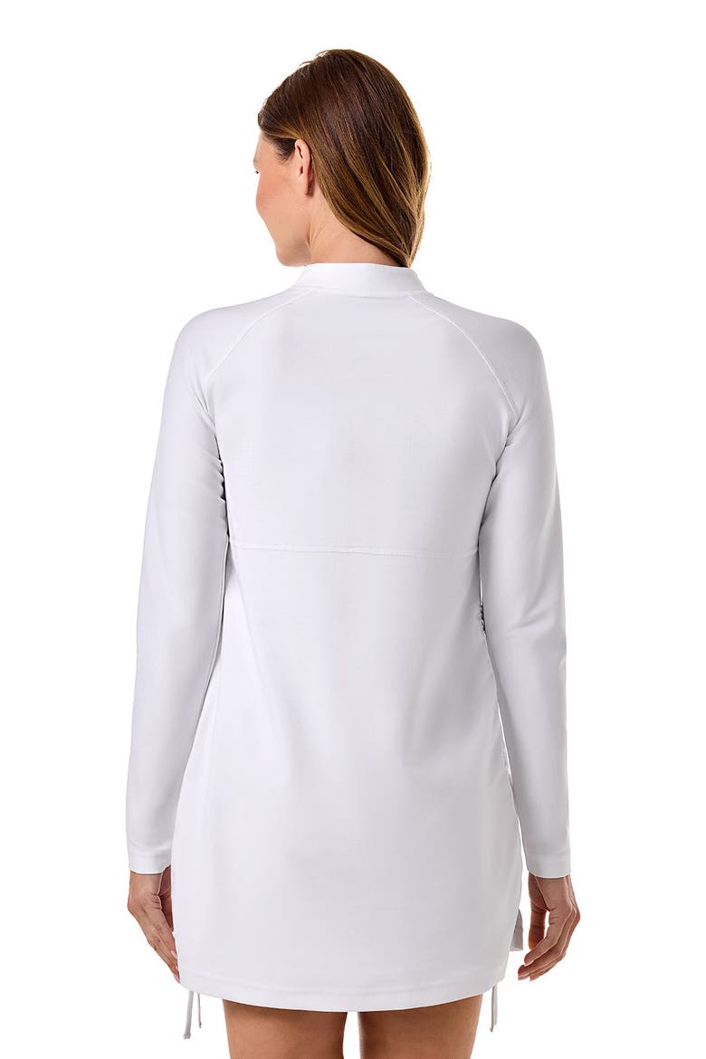 Women's Lawai Ruche Long Sleeve Swim Shirt, UPF 50+ Sun Protection, Alternate, color, White