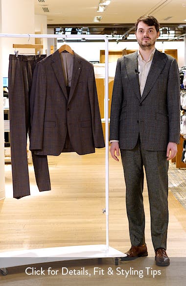 Jack Victor Midland Contemporary Fit Brown Plaid Wool Silk Blend