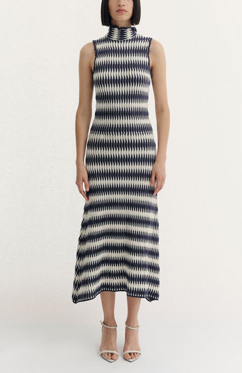 Montebello Slip-on Mock Neck Cotton Blend Dress