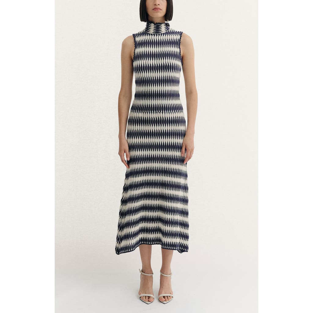 De Loreta Montebello Slip-on Mock Neck Cotton Blend Dress In Multi