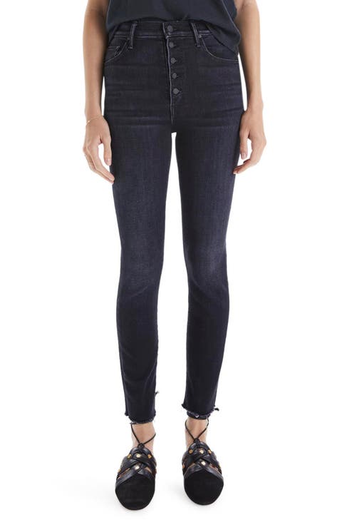The Pixie Swooner High Waist Frayed Ankle Skinny Jeans (Thunder Road)