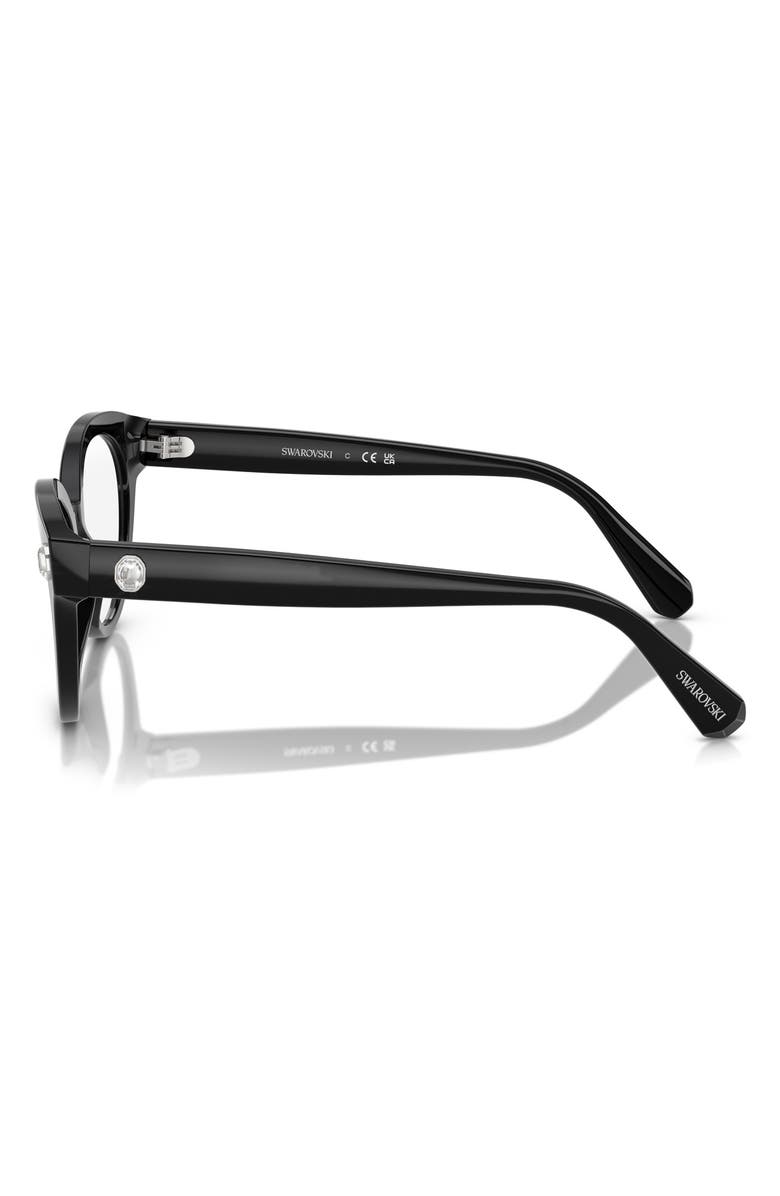 Swarovski 52mm Round Optical Glasses, Alternate, color, Black