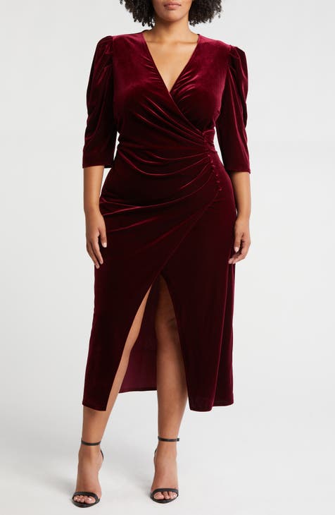 Size 3X 22 24 BURGUNDY WINE LACE UP VELVET DRESS Holiday Party Velour buy PLUS SIZE