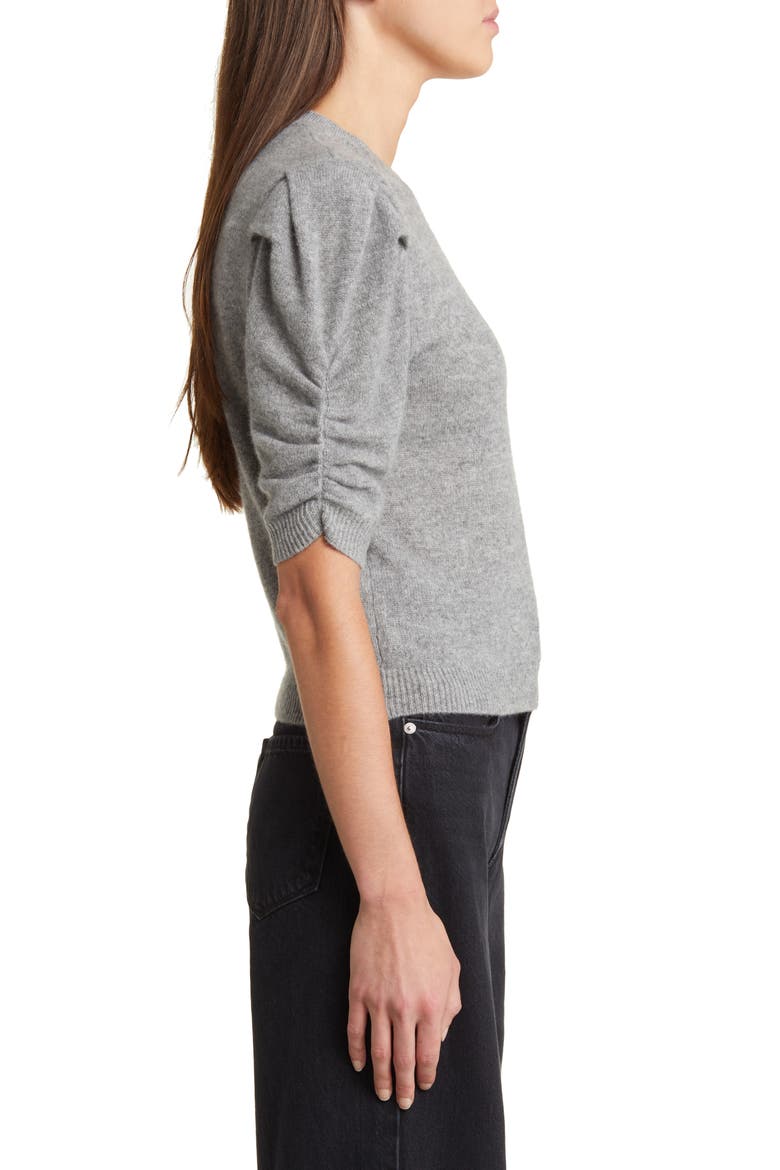 Ruched Sleeve Recycled Cashmere & Wool Sweater, Alternate, color, GRIS HEATHER