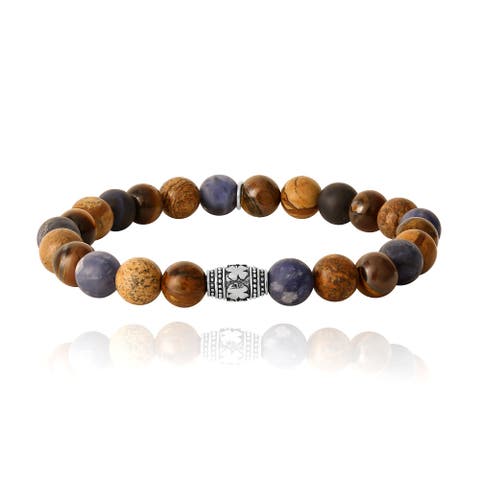 Jasper and Tigers Eye Beaded Elastic Bracelet