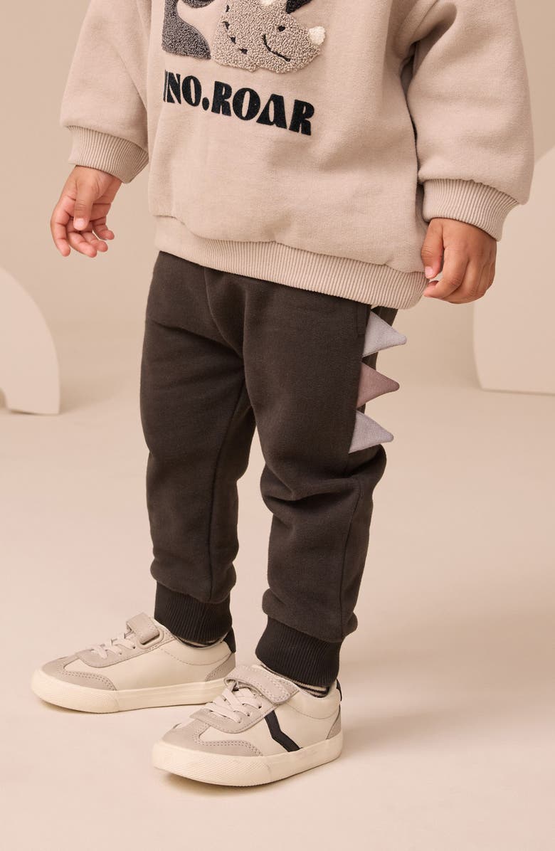 NEXT Kids' Colorblock Dinosaur Sweatshirt & Joggers Set, Alternate, color, Grey