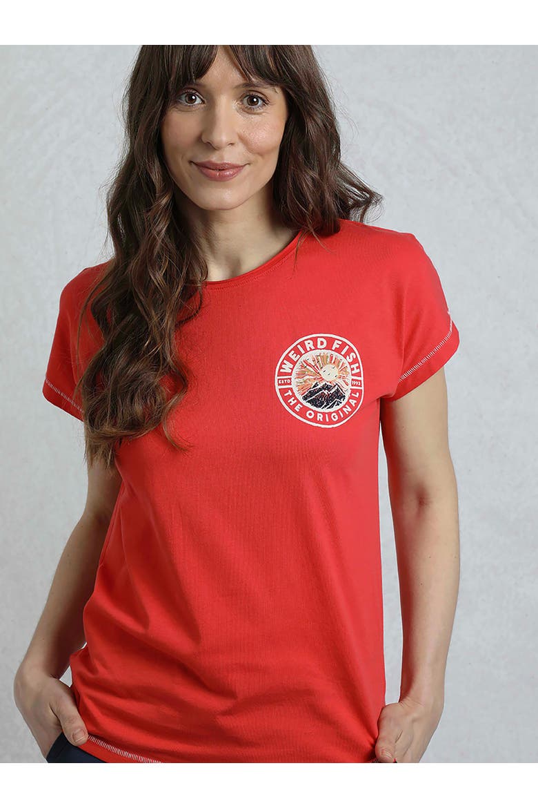 Sunset Summit Back Print Graphic T-Shirt, Main, color, Tango Red