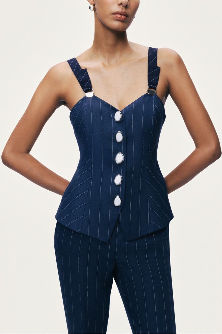 Pinstripe Corset Bustier Top, Main, color, Multi-Colored