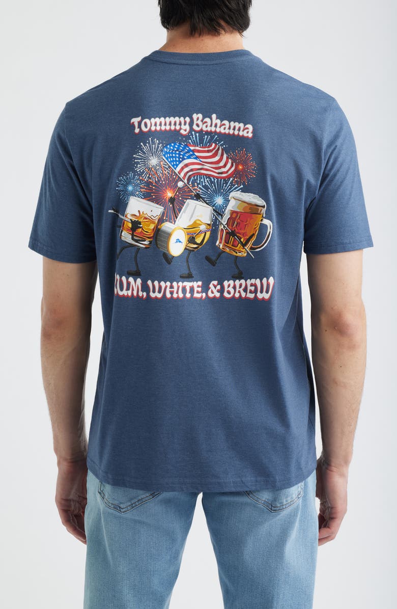 Tommy Bahama Run, White & Brew Graphic T-Shirt, Alternate, color, Navy Heather