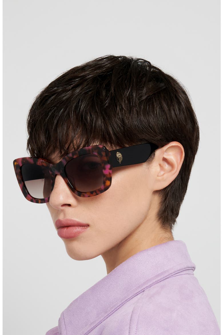 54mm Rectangular Sunglasses, Alternate, color, FUCHSIA HAVANA/ BROWN SF