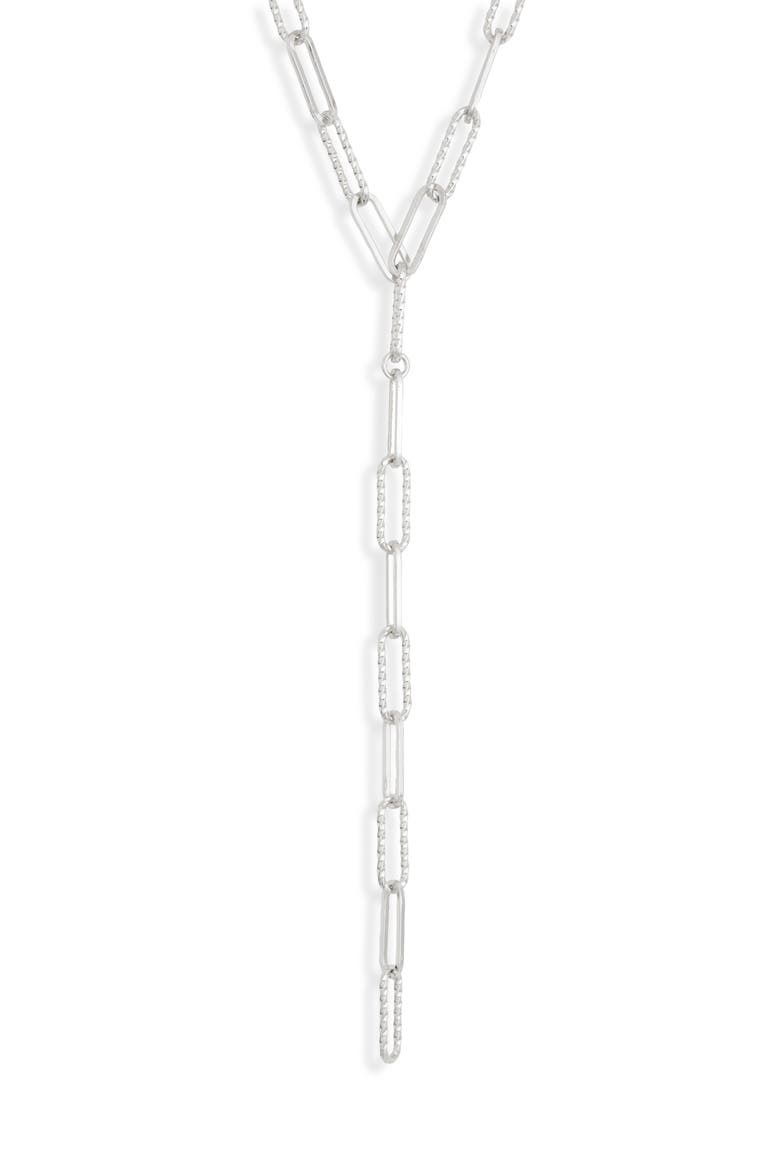 Textured Oval Link Y Necklace, Main, color, SILVER