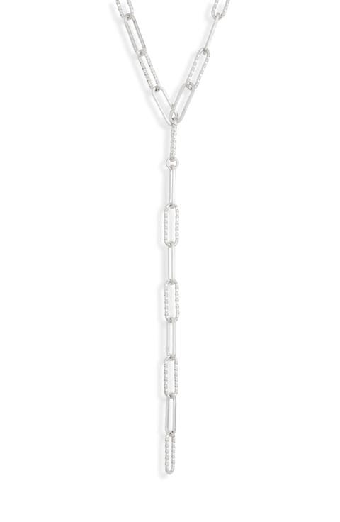 Textured Oval Link Y Necklace