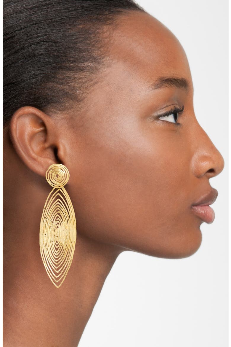 'Long Wave' Drop Earrings, Alternate, color, GOLD