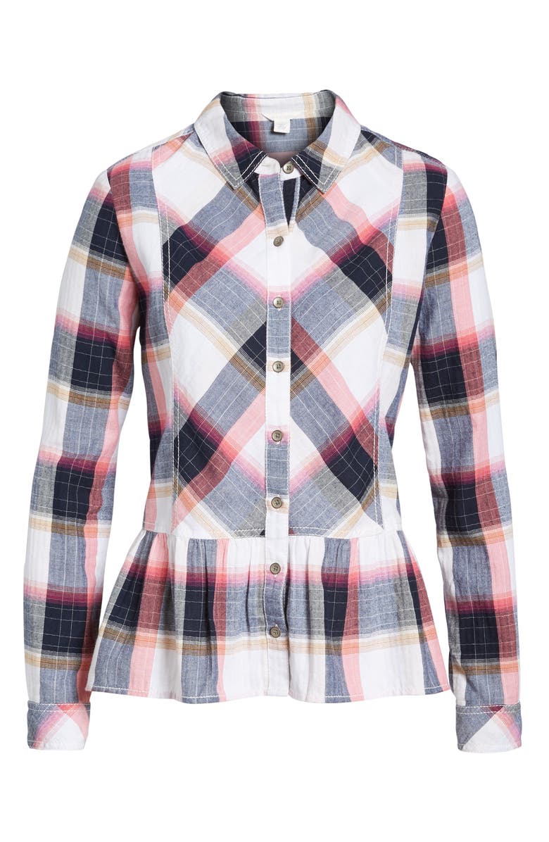 Caslon<sup>®</sup> Peplum Plaid Shirt, Alternate, color, 