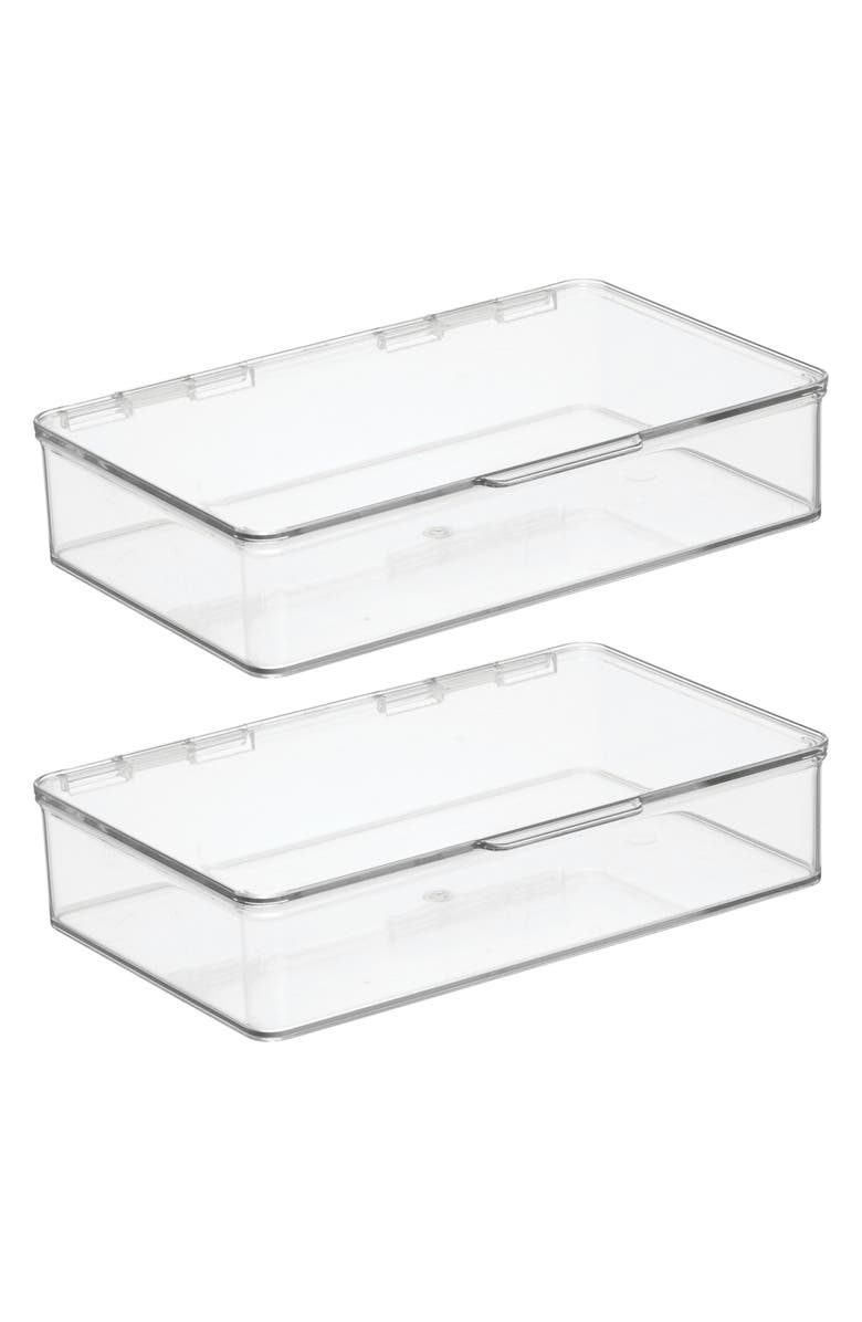 iDesign Stackable Hinged-Lid Pantry Storage Box - Set of 2 - Clear, Main, color,