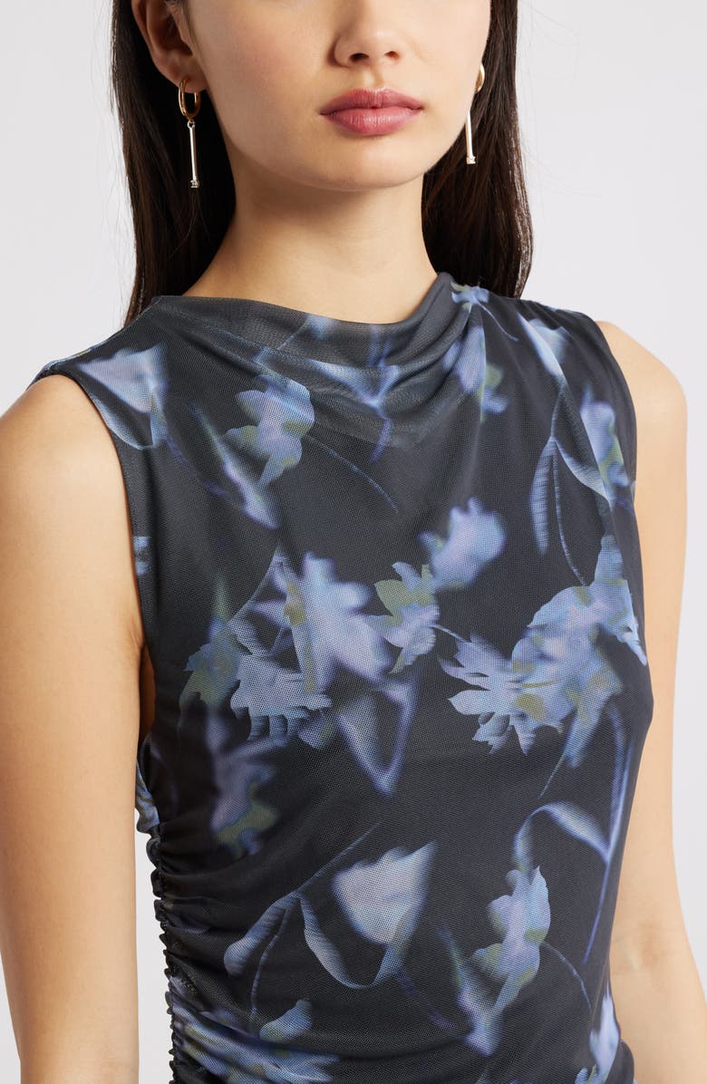 Open Edit Mesh Body-Con Maxi Dress, Alternate, color, Blue Falling Floral