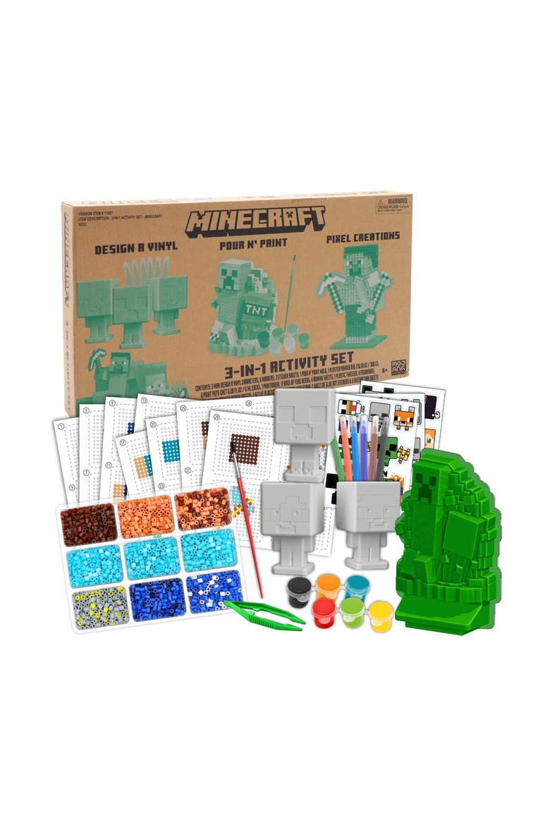 3 In 1 Activity Set, Minecraft Craft Kit, 3 DIY Creations, Kids 6+, Main, color, Multicolored