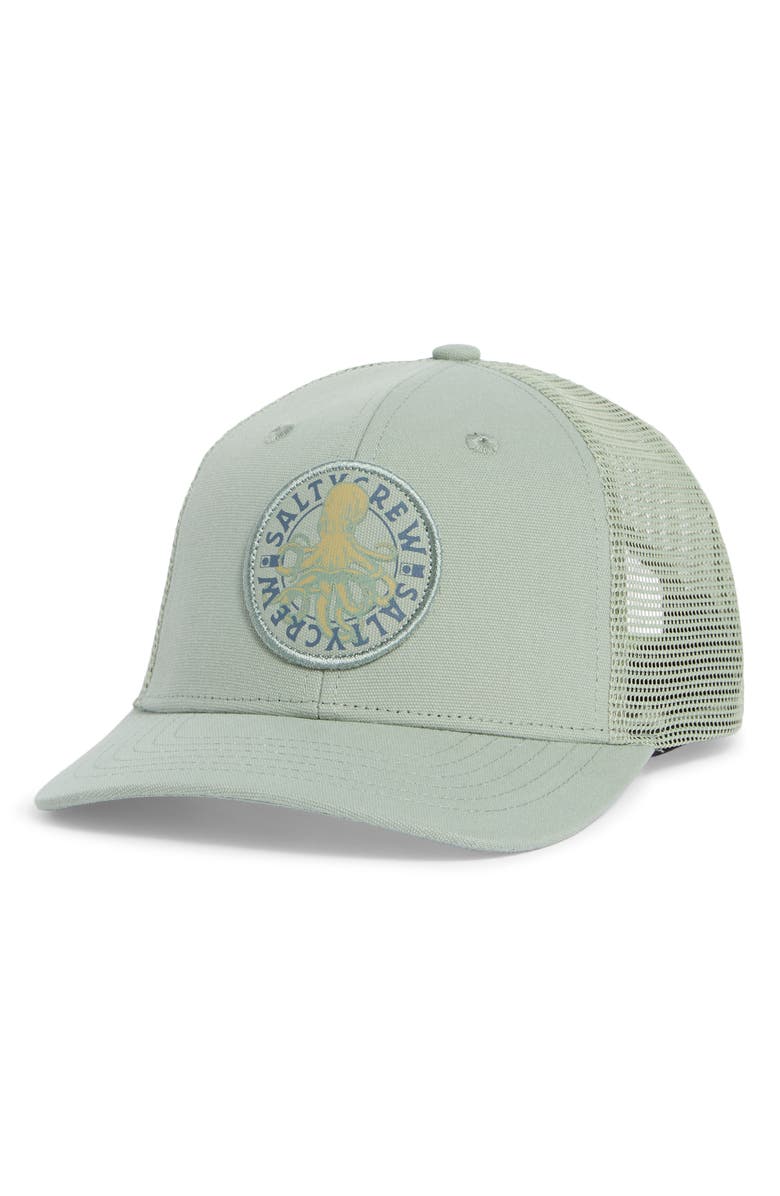 Salty Crew Kids' Tentacles Retro Snapback Trucker Hat, Main, color, Mineral Teal