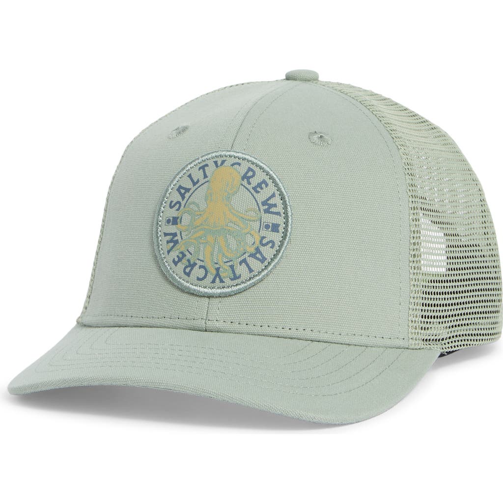 Salty Crew Kids' Tentacles Retro Snapback Trucker Hat In Green