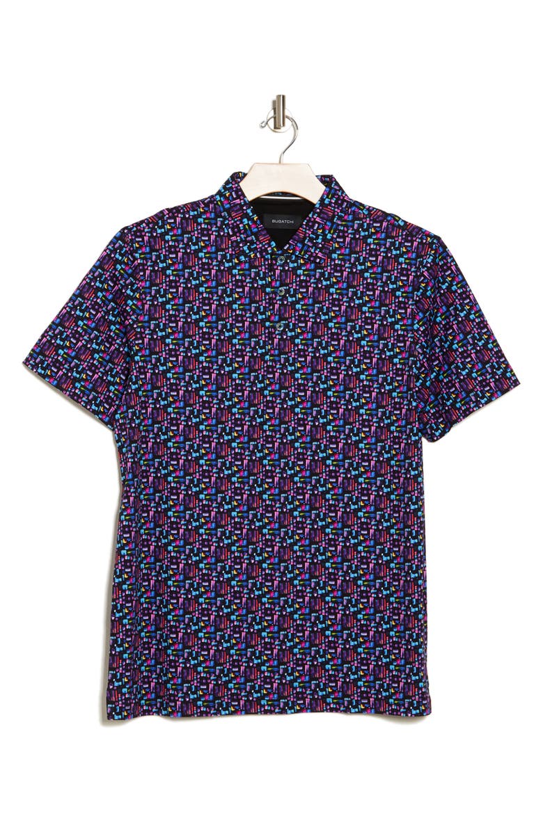 Bugatchi Short Sleeve Polo, Alternate, color, Orchid