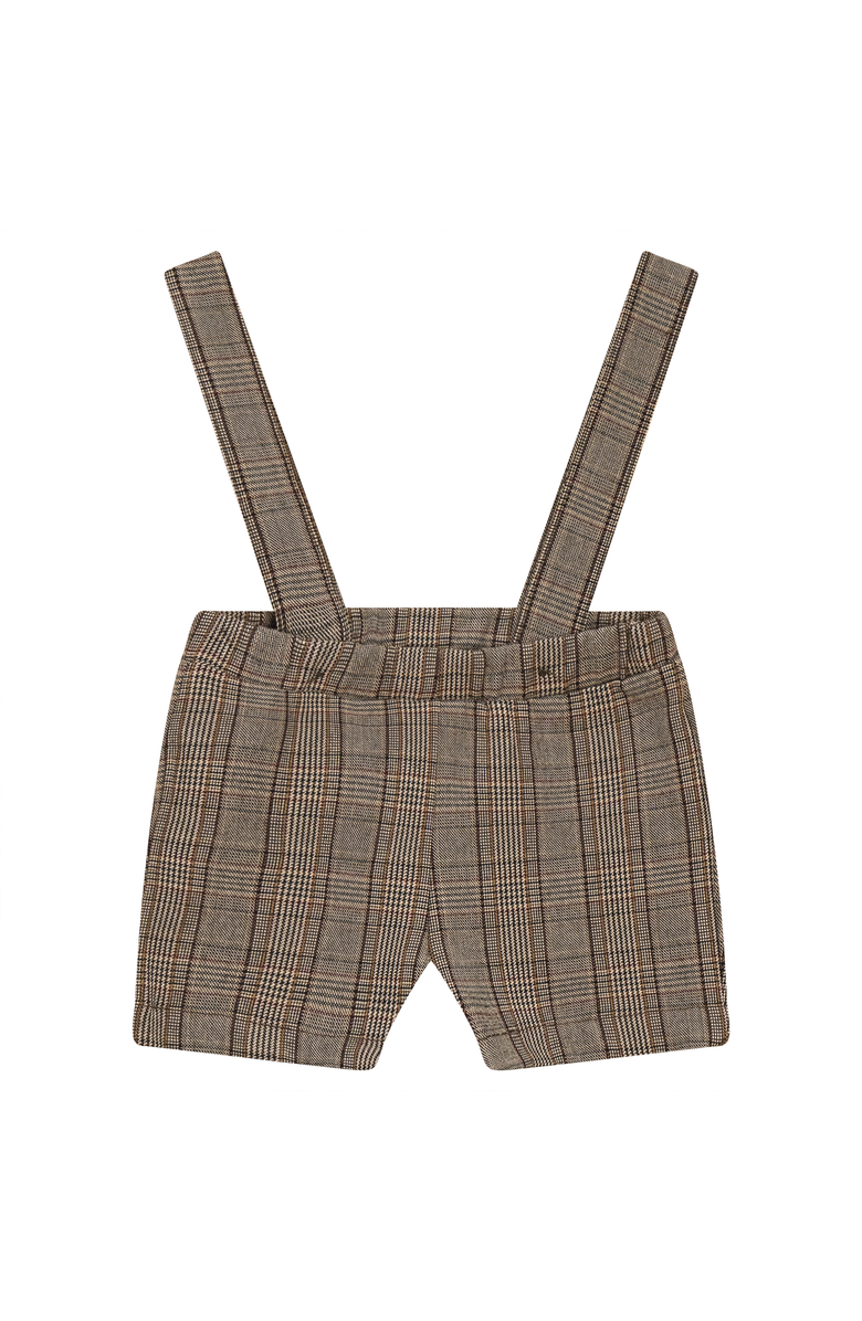 Space Grey Boy Woven Plaid Overall with Removable Straps, Main, color, Beige