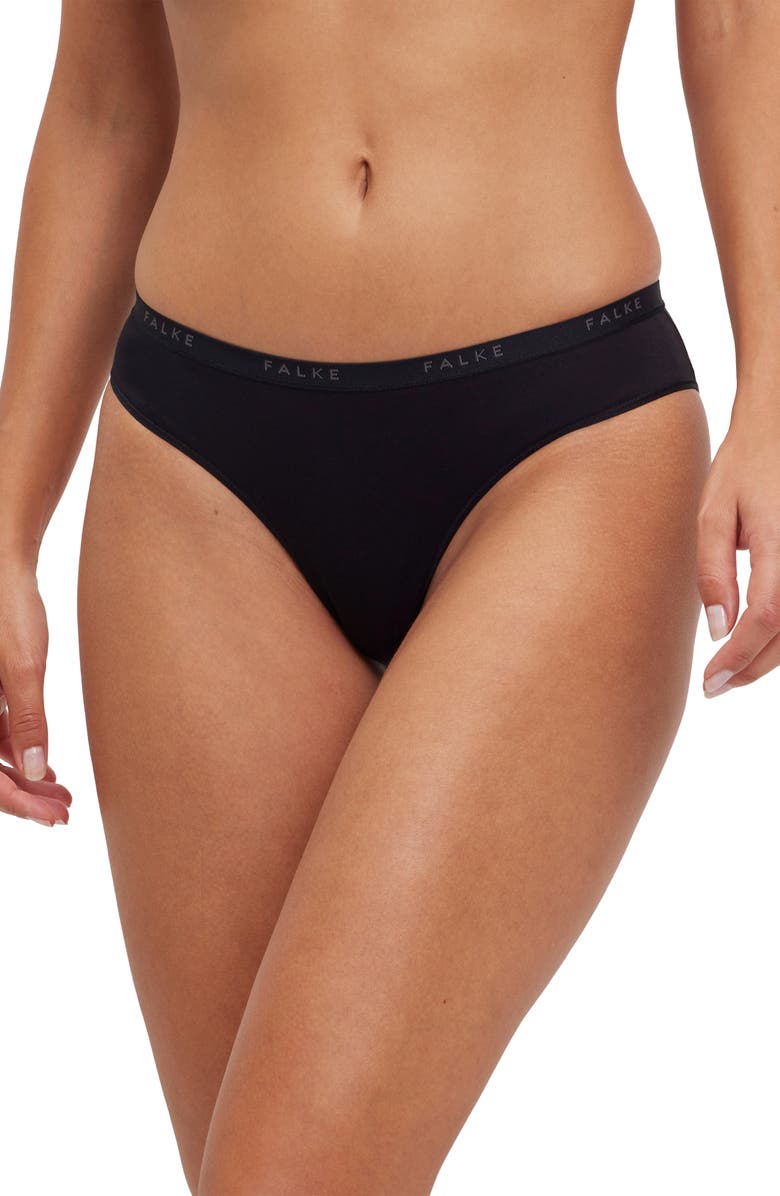 Falke Daily Comfort 2-Pack Stretch Cotton Bikini Briefs, Main, color, Black