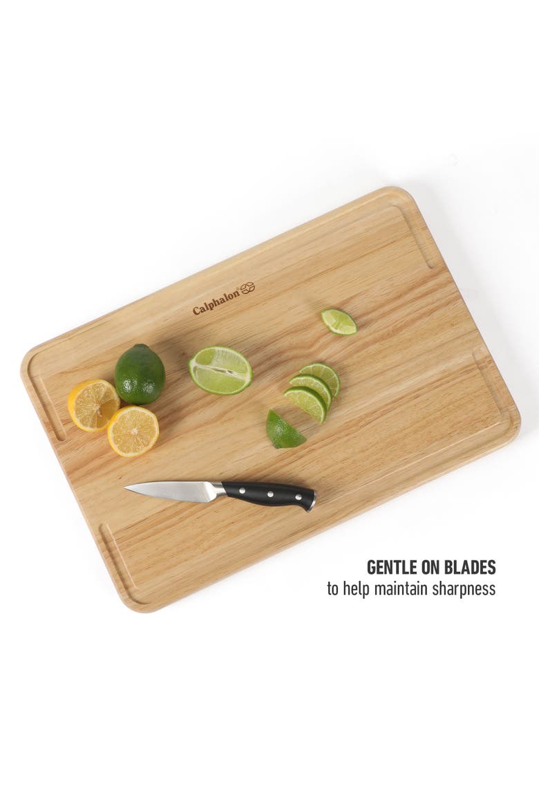 Edge Guard Reversible Edge Grain Rubberwood Cutting Board with Juice Groove, Alternate, color, Natural