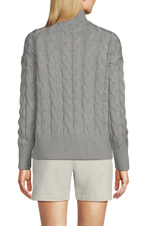 Lands' End Drifter Cotton Quarter Zip Pullover Sweater In Gray Heather