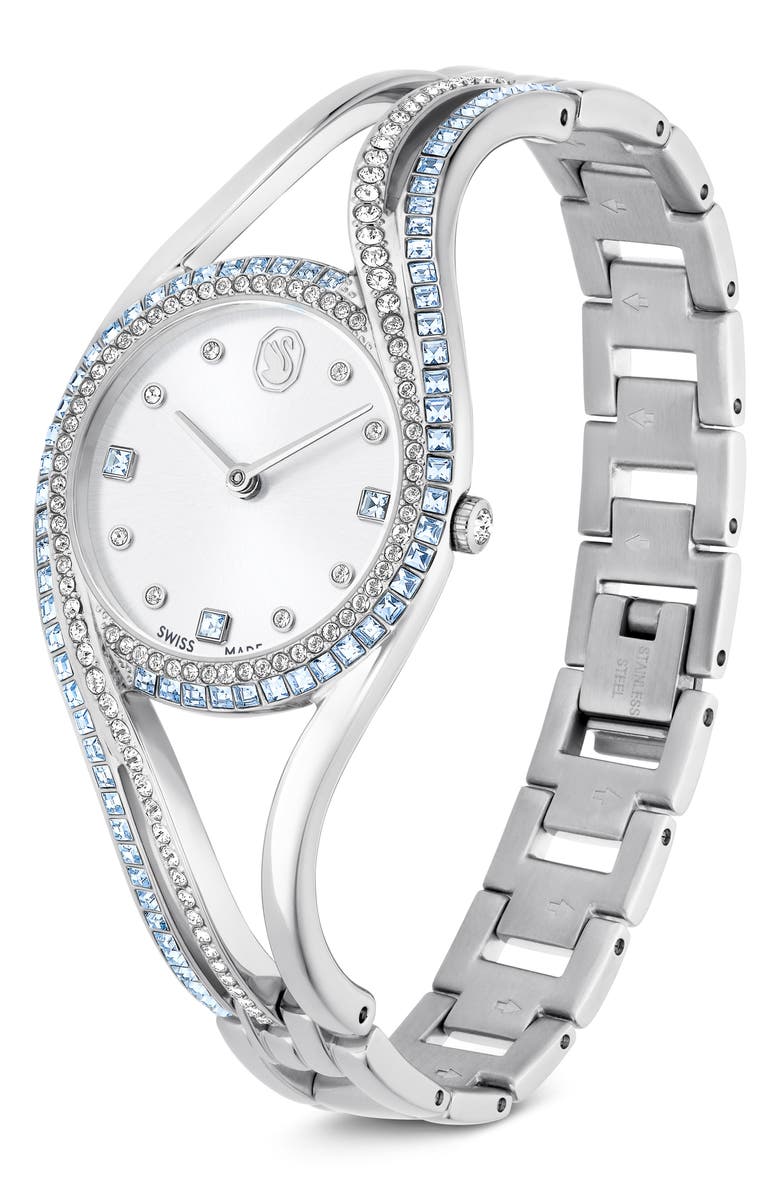 Swarovski Hyperbola Bracelet Watch, 28mm, Alternate, color, Silver