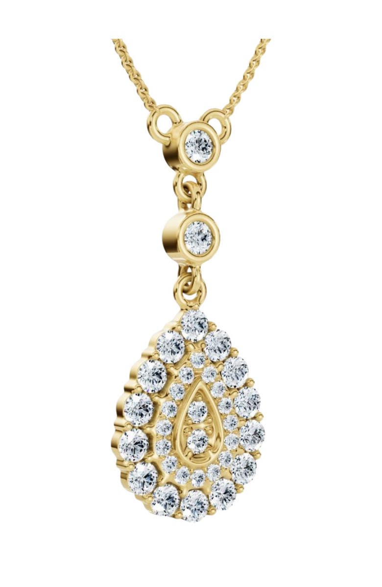 Bliss Diamond 1/2Ct Pear Shape Dangle Bezel Penant Gold Necklace 1" Tall Lab Grown, Main, color, 10K Yellow Gold