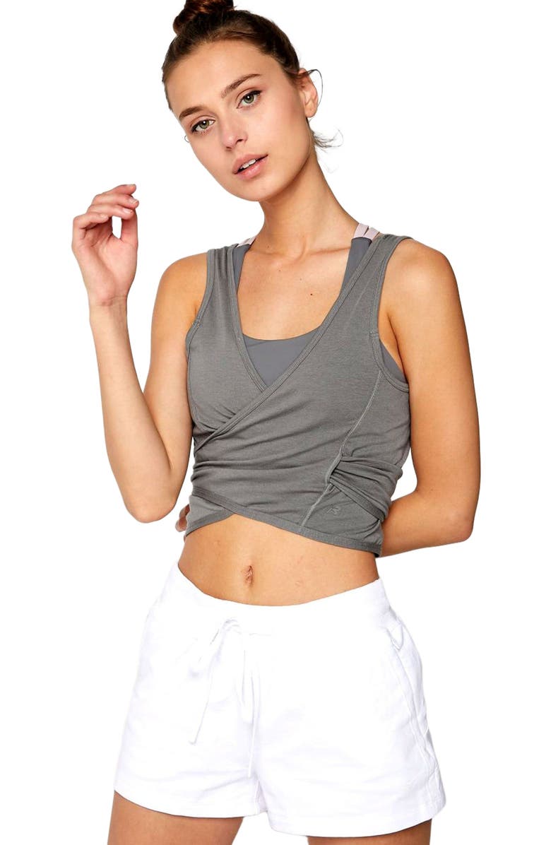 Rebody Active Metamorph Wrap Tie Tank, Alternate, color, Stone Olive