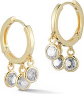 SPHERA MILANO Cubic Zirconia Shaker Drop Huggie Hoop Earrings
