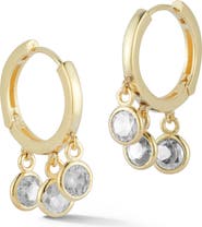 SPHERA MILANO Cubic Zirconia Shaker Drop Huggie Hoop Earrings