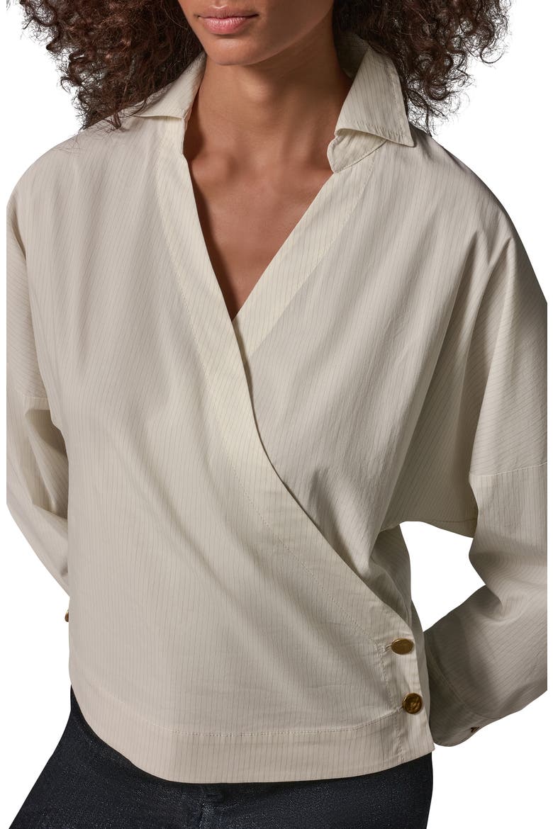 Pinstripe Poplin Dolman Shirt, Alternate, color, CRM COMBO