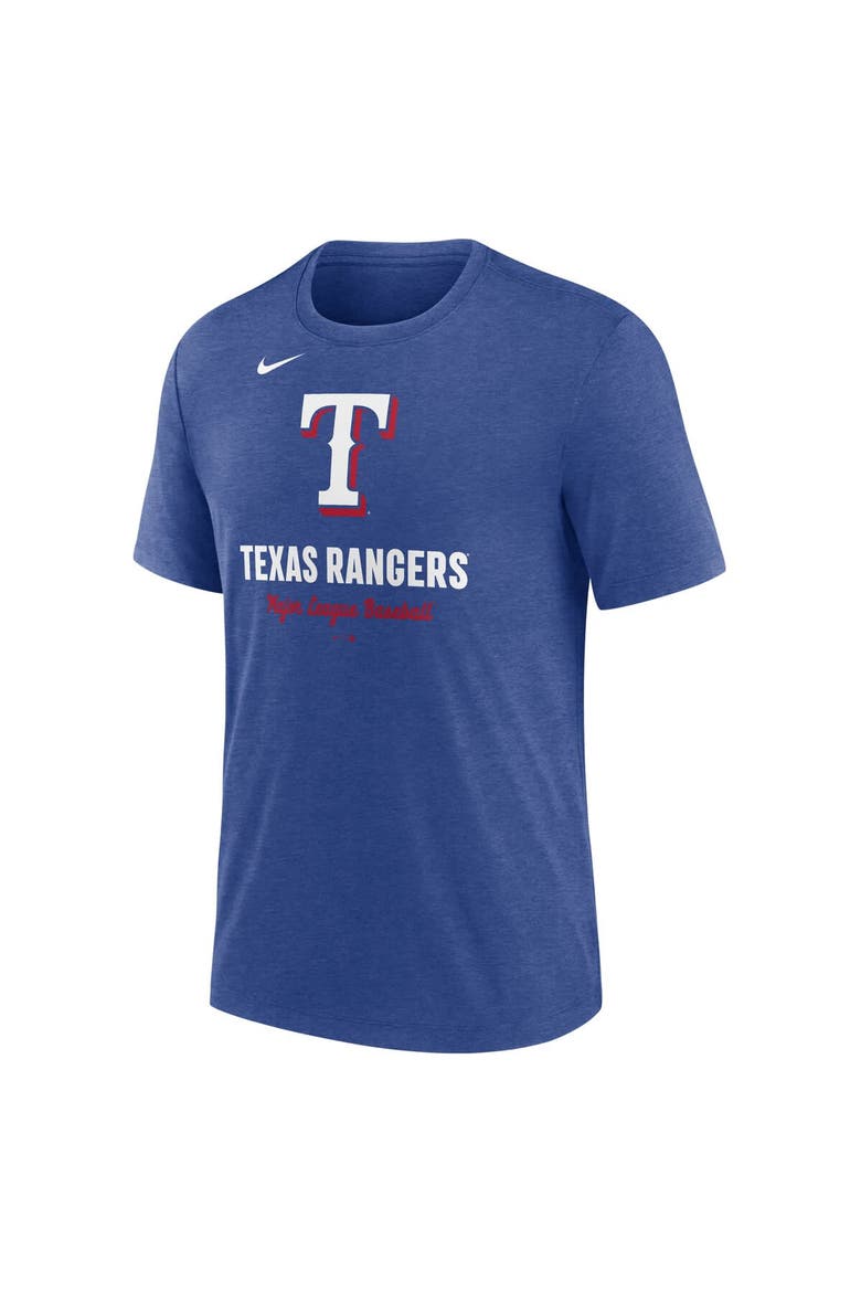 Men's Nike Heather Royal Texas Rangers Logo Tri-Blend T-Shirt, Alternate, color, Heather Royal