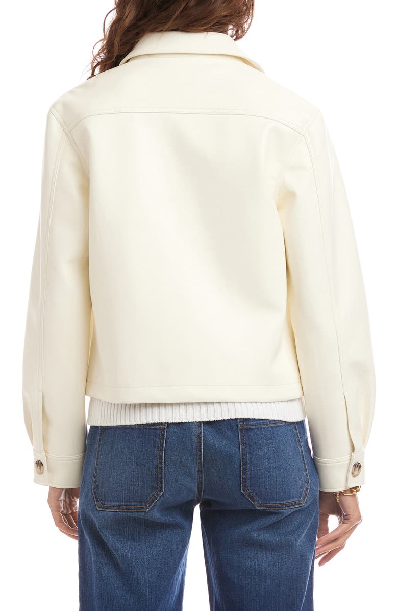 Karen Kane Faux Leather Crop Jacket, Alternate, color, Off White