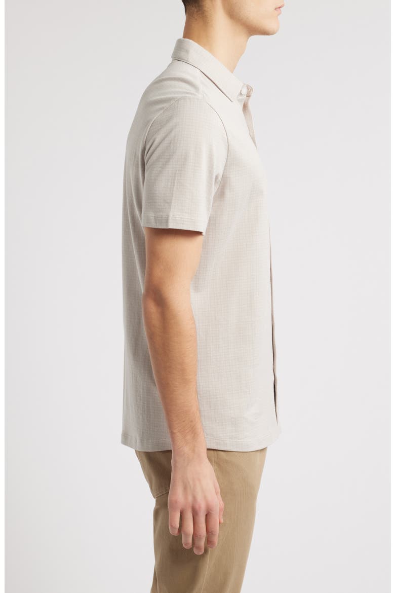 Bunbury Check Short Sleeve Cotton Knit Button-Up Shirt, Alternate, color, TAN