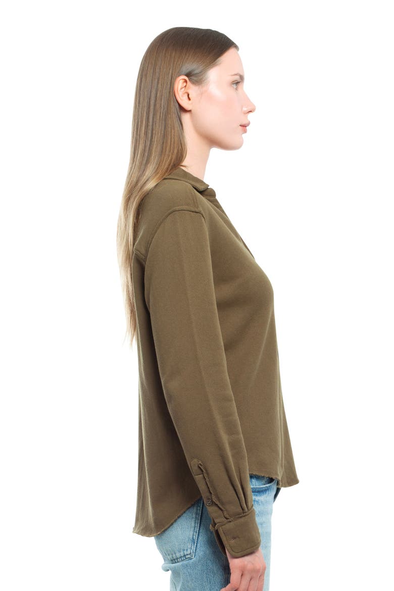 Button Front Sweatshirt, Alternate, color, Dark Fig