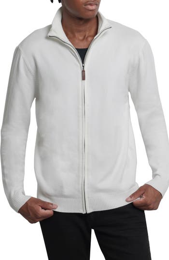 Shop Spring + Mercer Mock Neck Full Zip Sweater In Off White