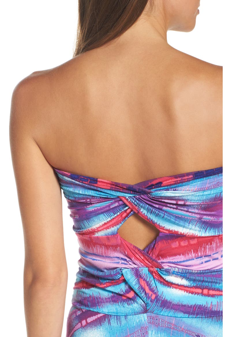 Strapless Neon Print Maxi Dress (Nordstrom Exclusive), Alternate, color, BLUE MULTI