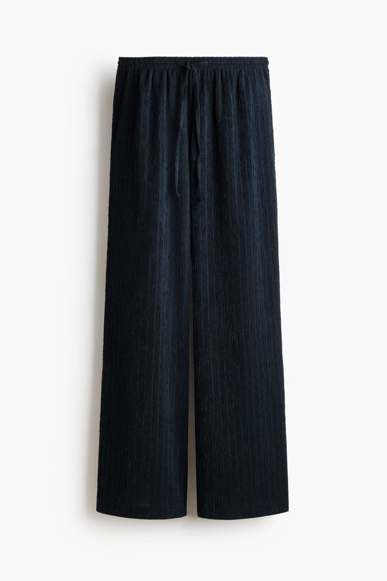 Crinkled Drawstring Trousers, Alternate, color, Navy blue